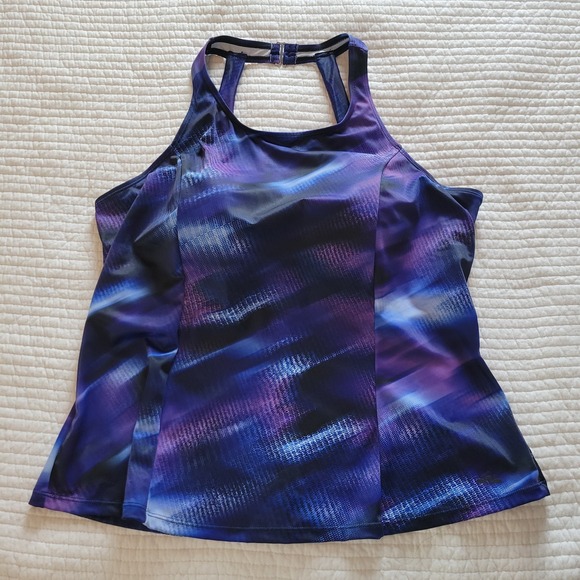 Swimsuits For All Other - Aquabelle Swimsuits For All Purple Blue‎ Abstract Tankini Top Plus Size 20